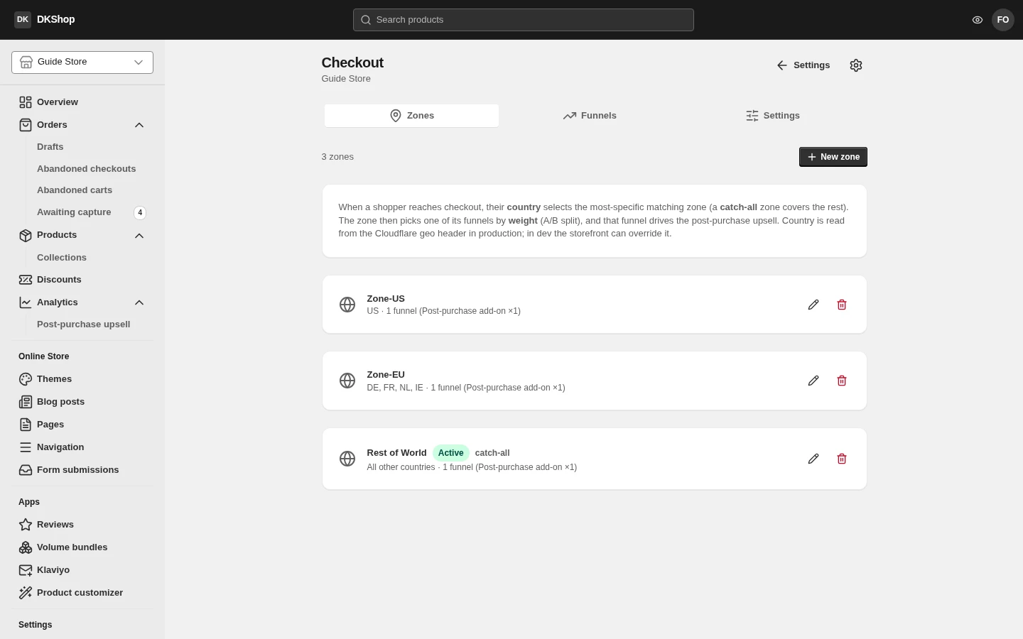 Checkout zones