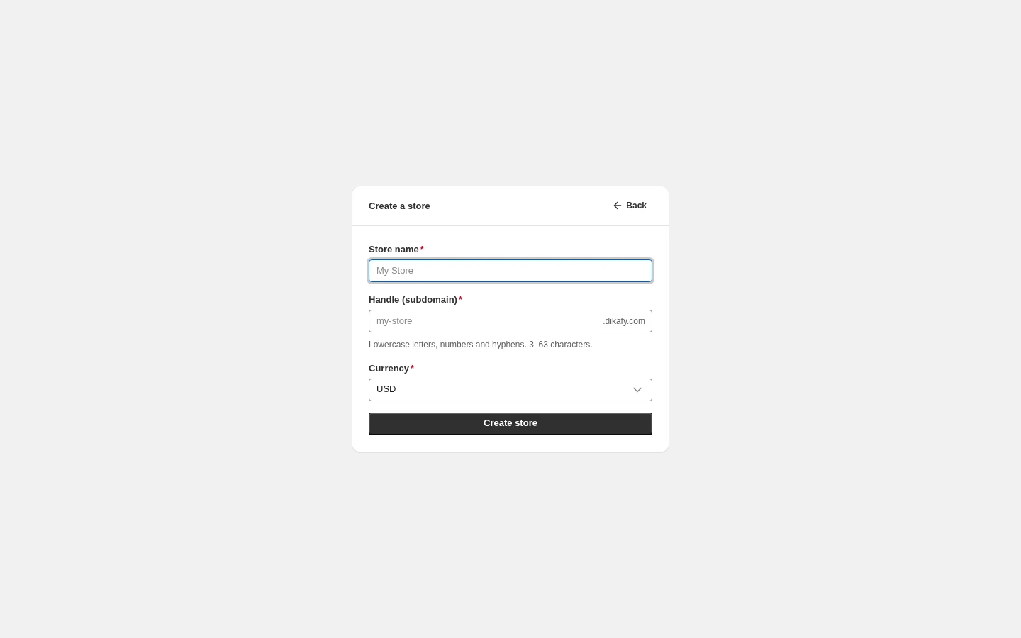 Creating a store