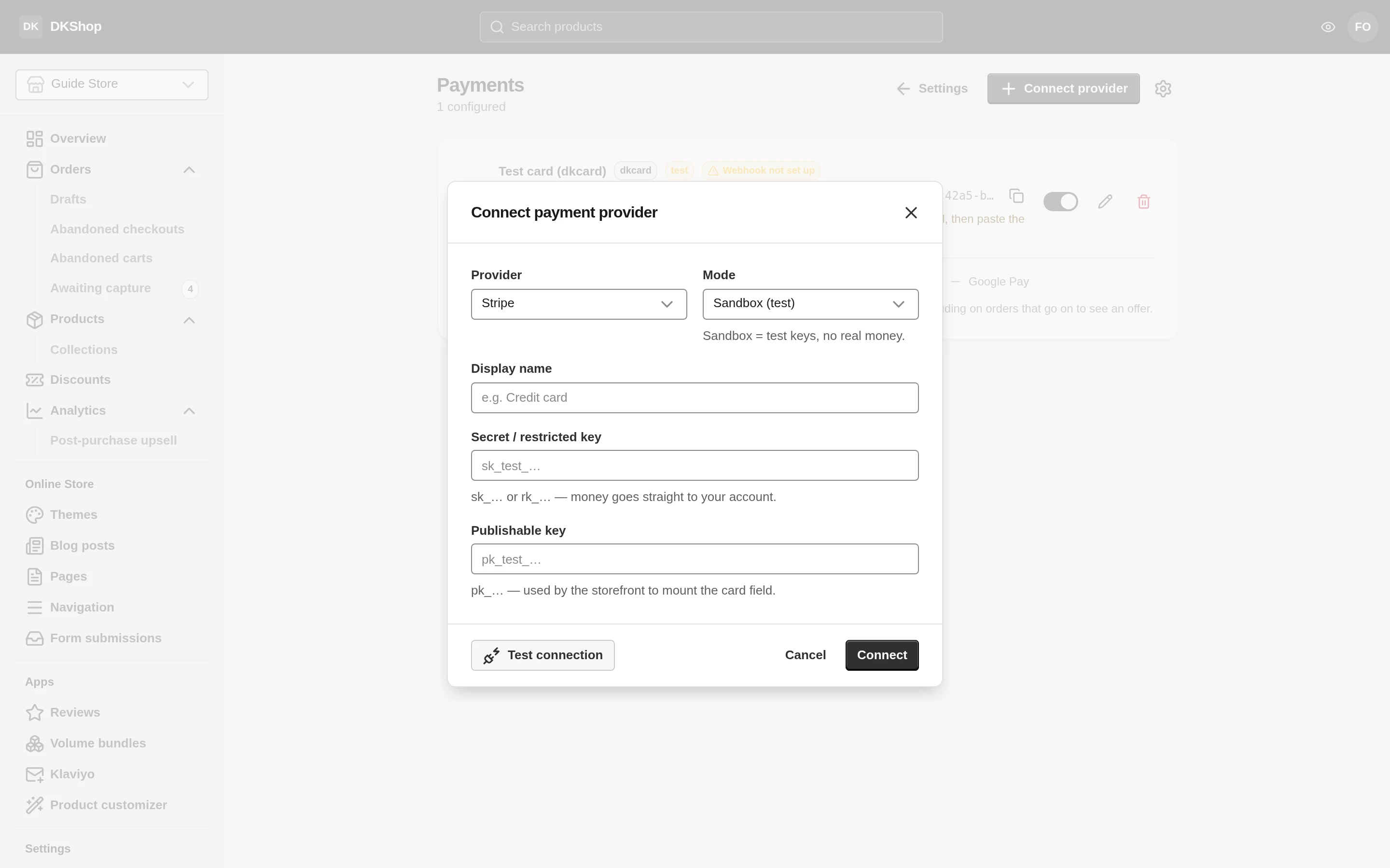 Connecting Stripe