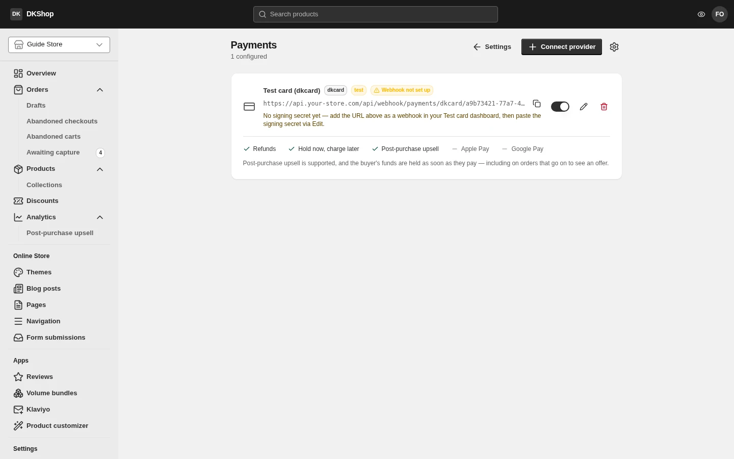 The Payments page
