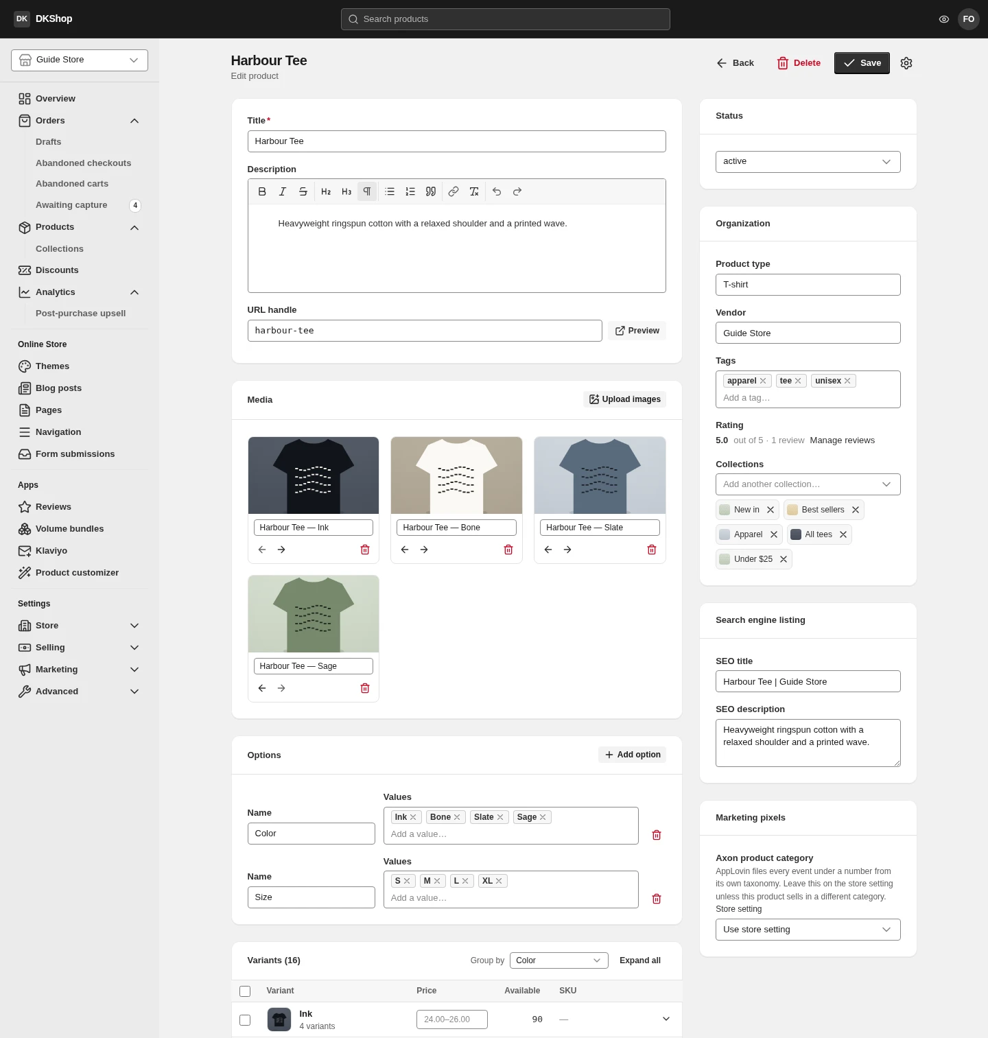 The product editor