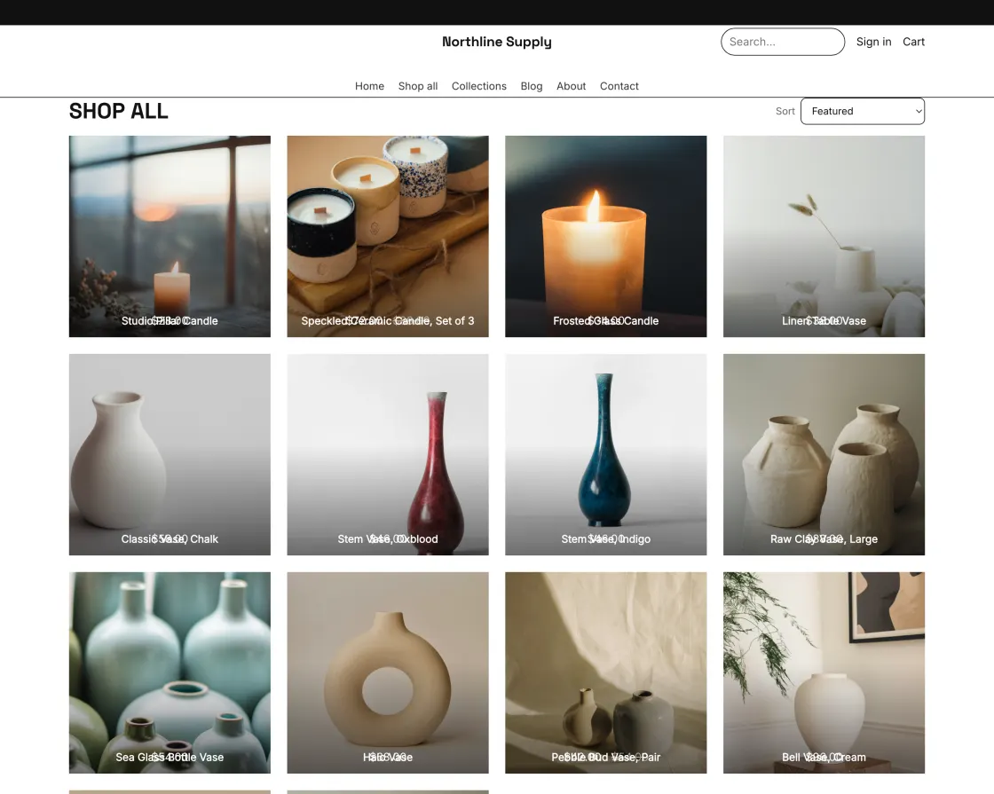 The Colorblock theme rendering the same product grid