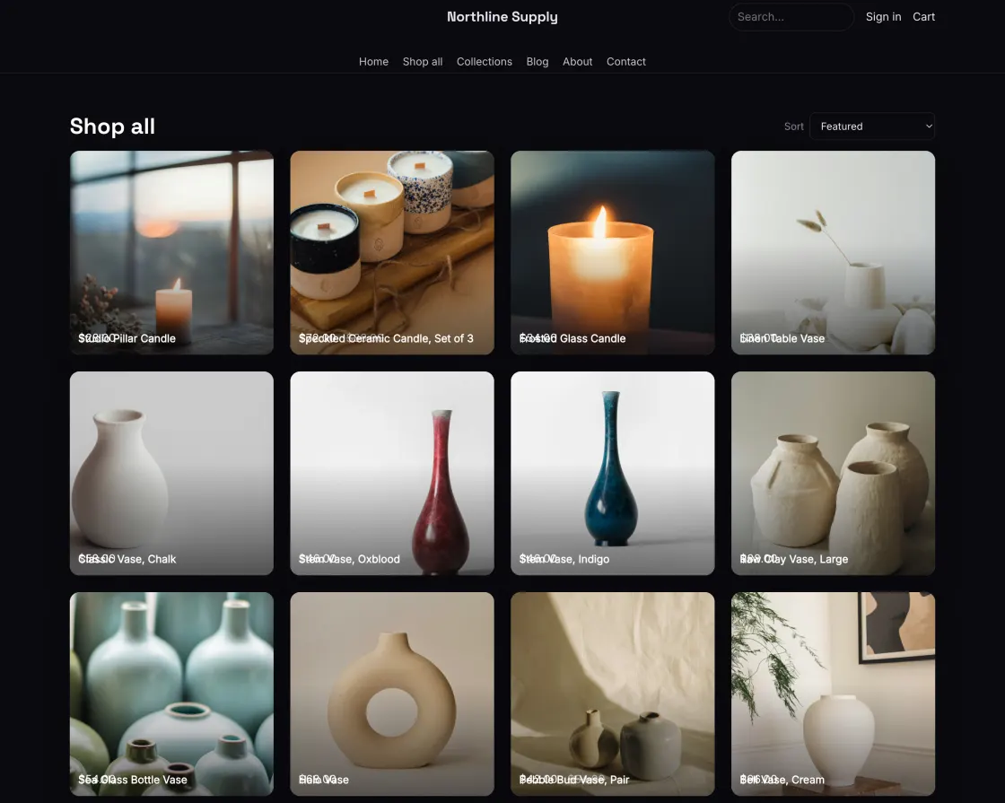 The Motion theme rendering the same product grid